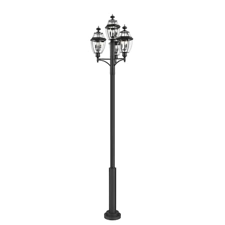 Z-Lite Westover 3 Light Outdoor Post Mount Fixture, 33.25in. W x 138.25in. H, Black 580PHB-4-5010P-BK